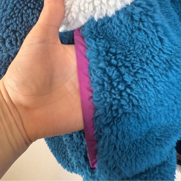 Stoic Teal Cream Colorblock High Pile Fleece Jacket Womens L Gorpcore Cozycore - Picture 6 of 11